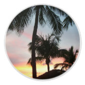 Sunset Palms Tropical Landscape Photography Keramische Knop (Voorkant)