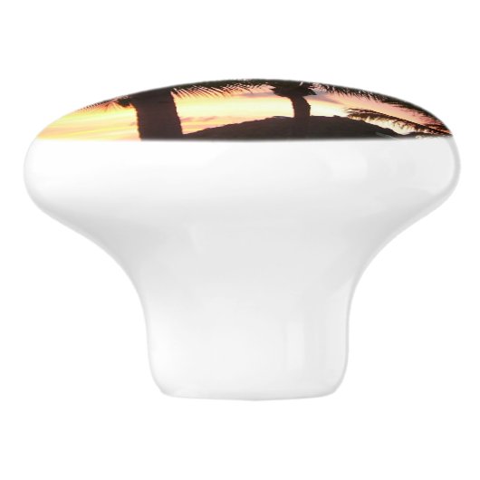 Sunset Palms Tropical Landscape Photography Keramische Knop (Zijkant)