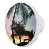 Sunset Palms Tropical Landscape Photography Keramische Knop (Rechts)