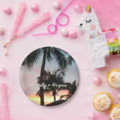 Sunset Palms Tropical Landscape Photography Papieren Bordje (Feest)