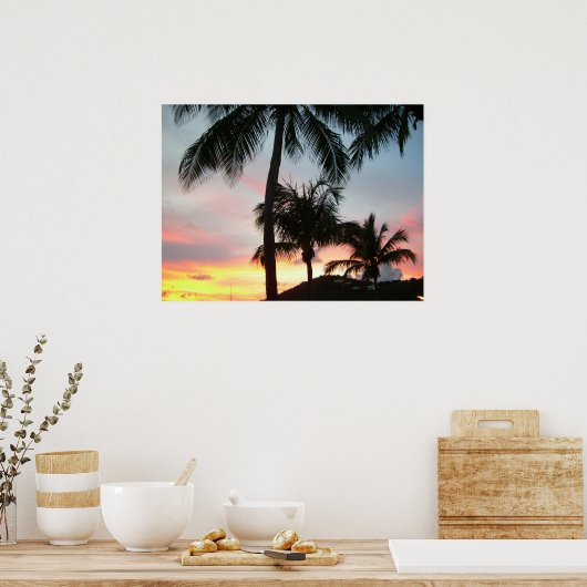 Sunset Palms Tropical Landscape Photography Poster (Keuken)