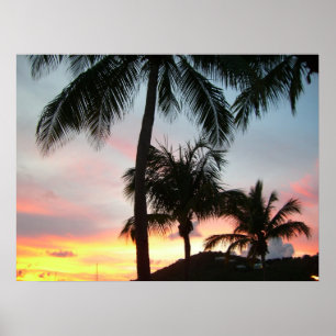 Sunset Palms Tropical Landscape Photography Poster