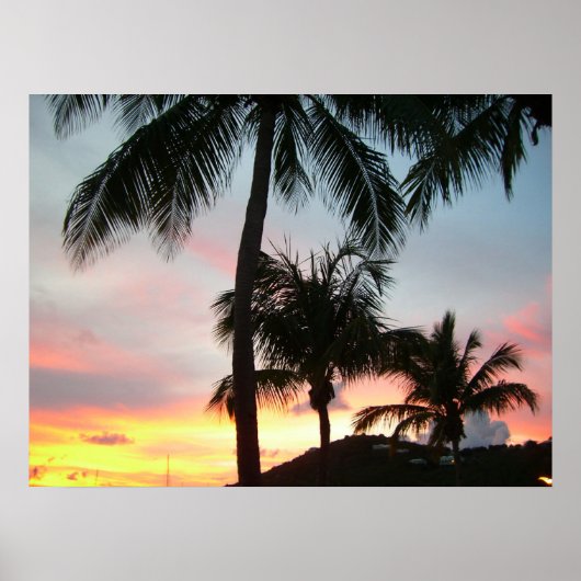 Sunset Palms Tropical Landscape Photography Poster (Voorkant)