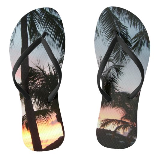 Sunset Palms Tropical Landscape Photography Teenslippers (Voetbed)