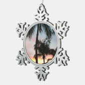 Sunset Palms Tropical Landscape Photography Tin Sneeuwvlok Ornament (Rechts)