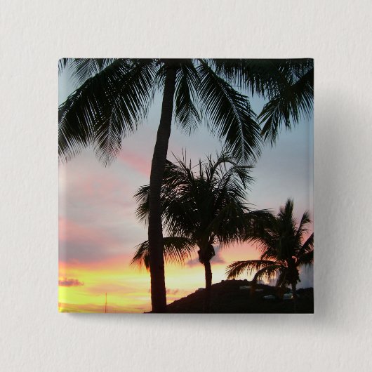Sunset Palms Tropical Landscape Photography Vierkante Button 5,1 Cm (Voorkant)