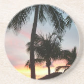 Sunset Palms Tropical Landscape Photography Zandsteen Onderzetter (Voorkant)
