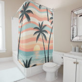 Sunset Palms – Tropical Sunset Shower Curtain Douchegordijn (In situ)