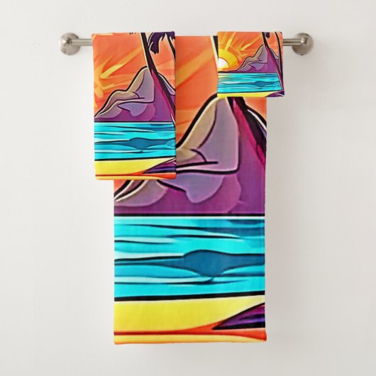 Sunset Palms: Tropisch Uitzicht Bad Handdoek (Insitu)