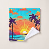 Sunset Palms: Tropisch Uitzicht Bad Handdoek (Wasdoekje)