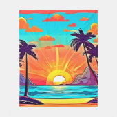 Sunset Palms: Tropisch Uitzicht Fleece Deken (Voorkant)