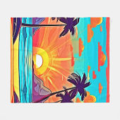 Sunset Palms: Tropisch Uitzicht Fleece Deken (Voorkant (Horizontaal))