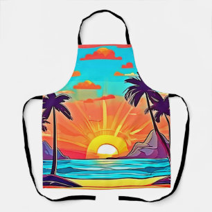 Sunset Palms: Tropisch Uitzicht Schort