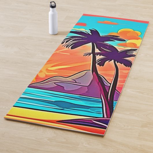 Sunset Palms: Tropisch Uitzicht Yogamat (In situ)