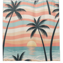 Sunset Palms – Tropische Zonsondergang Douchegordi