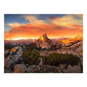 Sunset Panorama van Tressider Peak - Yosemite Foto Afdruk