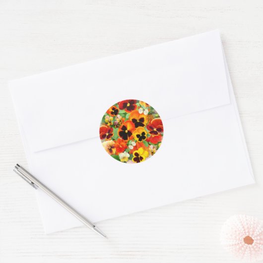 Sunset Pansies Hart Sticker (Envelop)