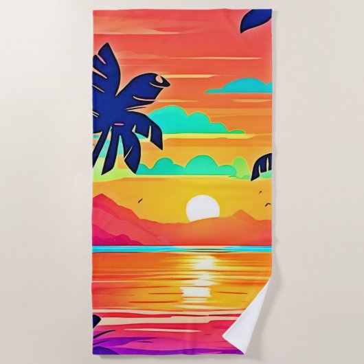 Sunset Paradise Artwork Strandlaken (Voorkant)