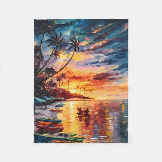 Sunset Paradise Glow Fleece Deken (Voorkant)