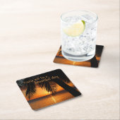 Sunset Paradise Palm Tree Mooie dag Quote Kartonnen Onderzetters (Insitu)