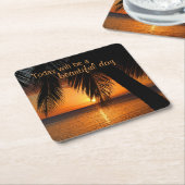 Sunset Paradise Palm Tree Mooie dag Quote Kartonnen Onderzetters (Schuin)