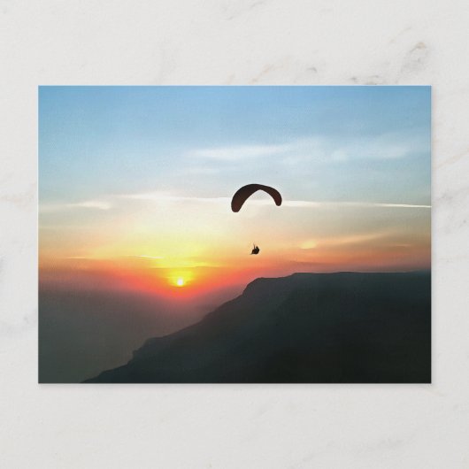 Sunset Paraglide Wanderlust Extreme Sports Art Briefkaart (Voorkant)