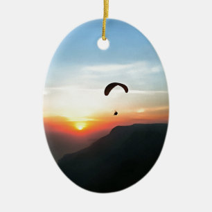 Sunset Paraglide Wanderlust Extreme Sports Art Keramisch Ornament