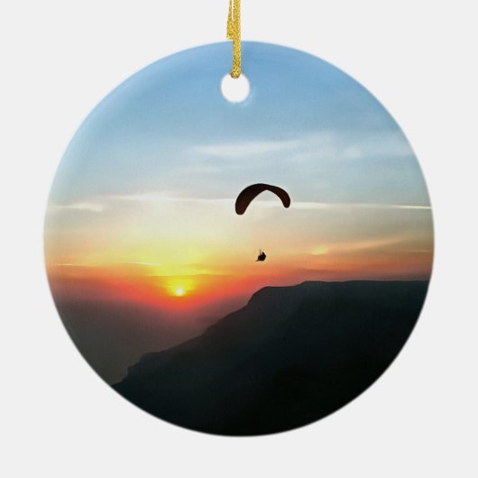Sunset Paraglide Wanderlust Extreme Sports Art Keramisch Ornament (Achterkant)
