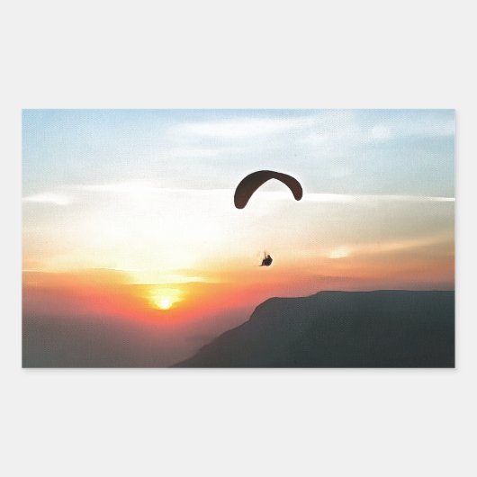 Sunset Paraglide Wanderlust Extreme Sports Art Rechthoekige Sticker (Voorkant)