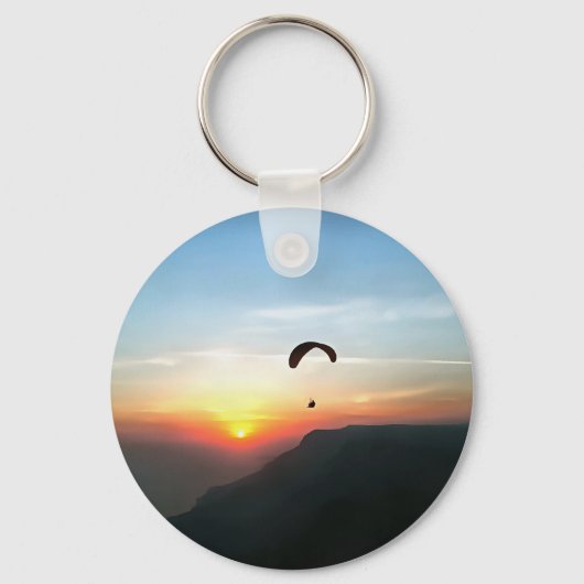 Sunset Paraglide Wanderlust Extreme Sports Art Sleutelhanger (Voorkant)