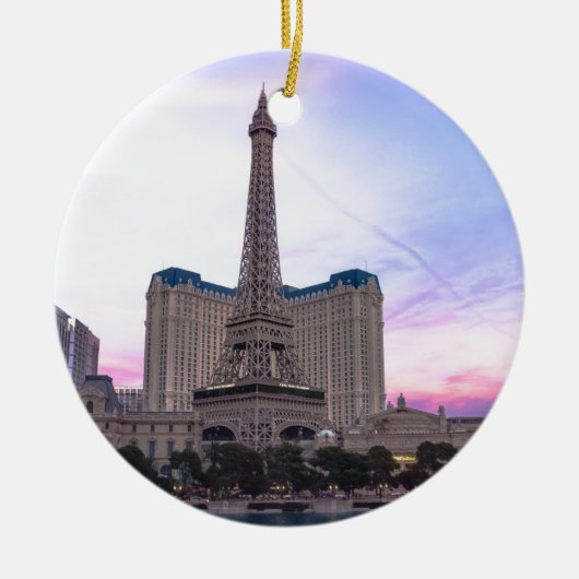 Sunset Paris Las Vegas Tour Eiffel Fake Keramisch Ornament (Voorkant)