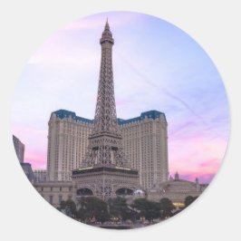 Sunset Paris Las Vegas Tour Eiffel Fake Ronde Sticker