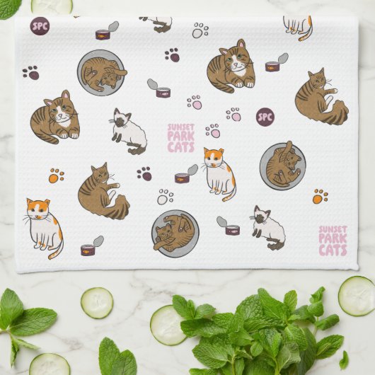 Sunset Park Cats | Kitchen Towel | Tea Towel  Theedoek (Gevouwen)