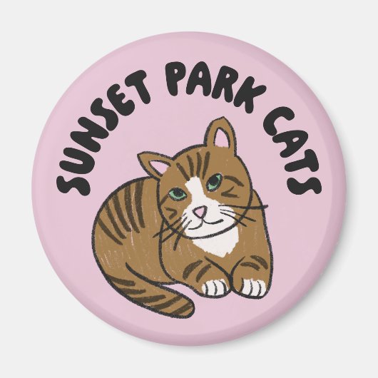 Sunset Park Cats | Magneet | Lenny Rescue Kat Cute (Voorkant)