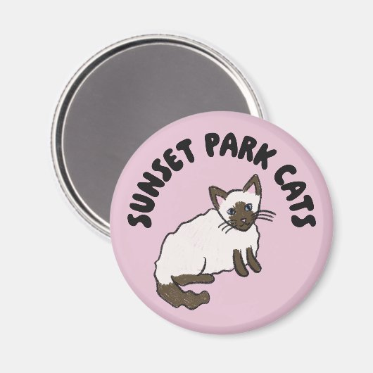 Sunset Park Cats | Magnet | Almond Rescue Cat  (Voorkant / Achterkant)