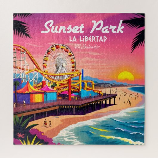 Sunset Park El Salvador Reizen  Retro Legpuzzel (Verticaal)