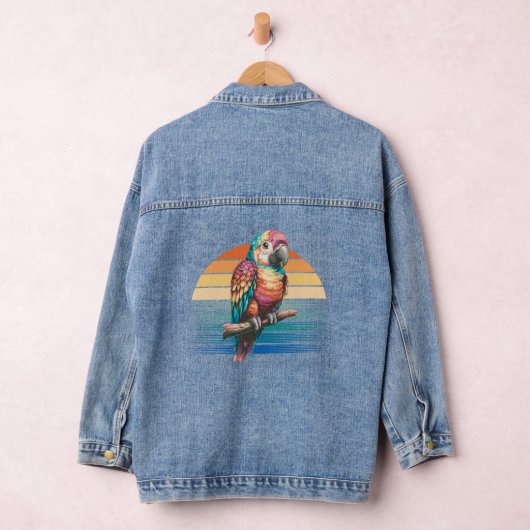  Sunset Parrot Graphic Denim Jacket (Hangar)