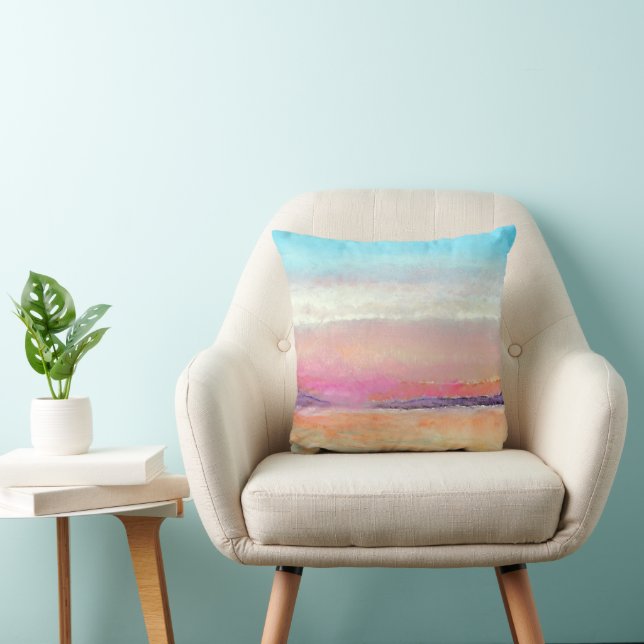 Sunset Pastel Beach Art Kussen (Stoel)
