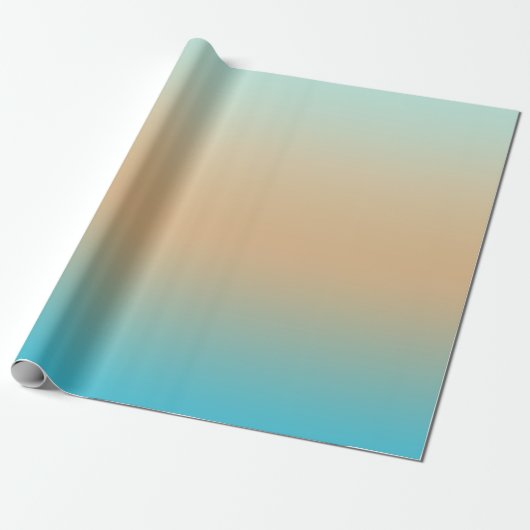 Sunset Peach Aqua Ombre Cadeaupapier (Uitgerold)