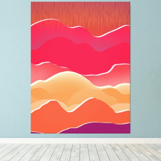 Sunset Peaks Modern Paper Collage Art Canvas Afdruk (Insitu (Houten vloer))