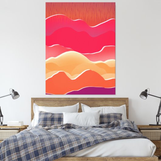 Sunset Peaks Modern Paper Collage Art Canvas Afdruk (Insitu (Slaapkamer))