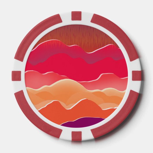 Sunset Peaks Modern Paper Collage Art Poker Chips (Voorkant)