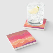 Sunset Peaks Modern Paper Collage Art Stenen Onderzetter (Zijkant)