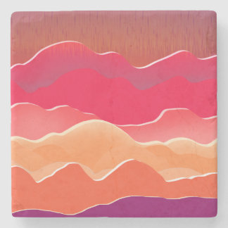 Sunset Peaks Modern Paper Collage Art Stenen Onderzetter
