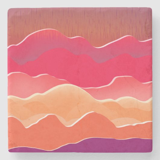 Sunset Peaks Modern Paper Collage Art Stenen Onderzetter (Voorkant)