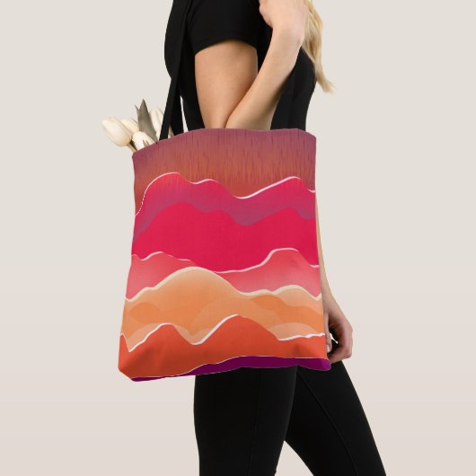 Sunset Peaks Modern Paper Collage Art Tote Bag (Dichtbij)