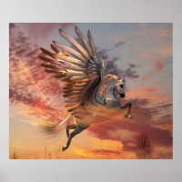 Sunset Pegasus 24 x20-inch voordelig Poster, keuze