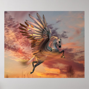 Sunset Pegasus 24 x20-inch voordelig Poster, keuze Poster