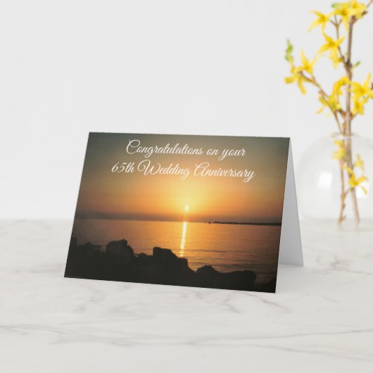 Sunset Personalized 65th Wedding Jubileum Kaart (Gele Bloem)
