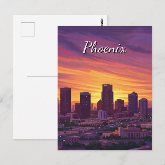 Sunset Phoenix Skyline Arizona Reizen Briefkaart (Voorkant / Achterkant)